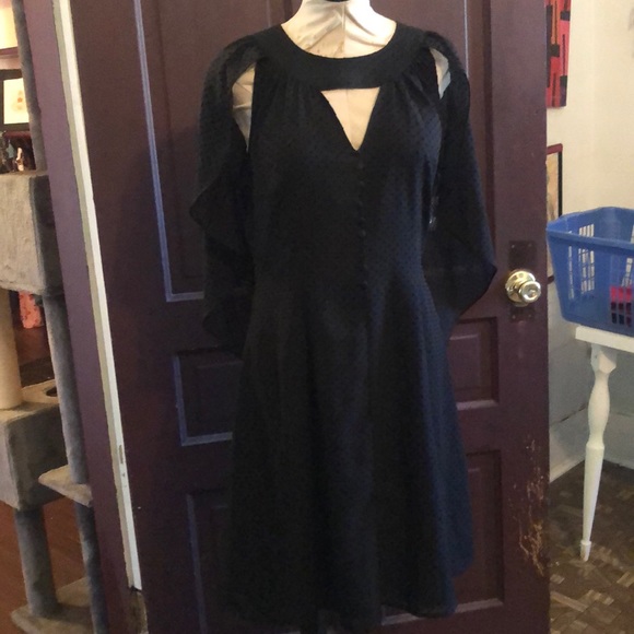 black dress with cape attached